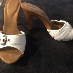 Sandals with wooden heel size 6 1/2.  Worn once.